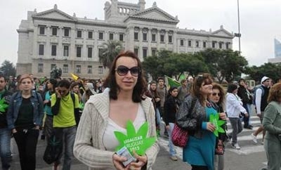Supporters of Uruguay's marijuana legalization bill