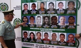 A poster of Colombia's most wanted criminals
