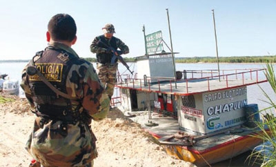 A boat seized by Peruvian authorities