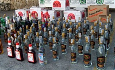 Contraband liquor seized by Colombian police