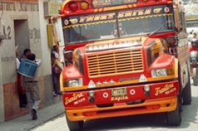 A bus waits for passengers in Guatemala