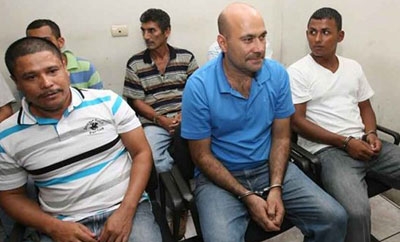 Jesus Sanabria Zamora (front, center) and other suspects