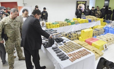 The arms and drugs seized by Paraguayan police