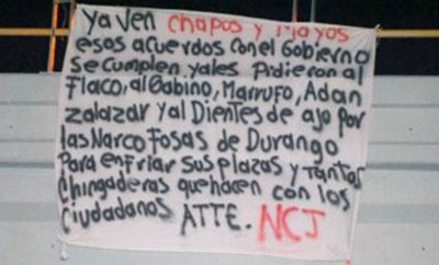 Narcomanta banner hung by NCJ