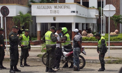 Police in Tibu, a municipality due to receive US assistance