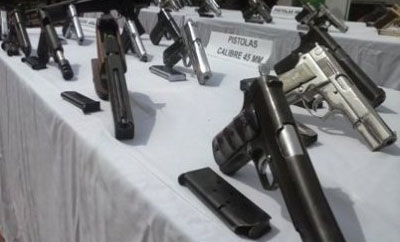 Guns recovered by security services in Cali
