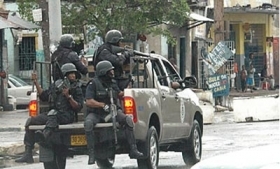 A police patrol in Kingston, Jamaica