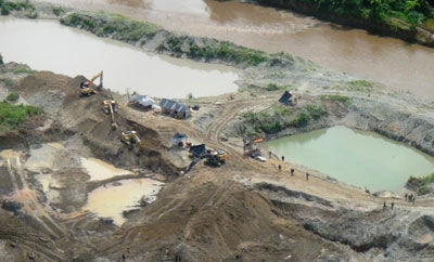One of the gold extraction sites in Choco