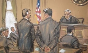 Sketch of Alfonso Portillo in New York court