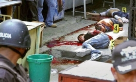 A crime scene in San Pedro Sula, Honduras