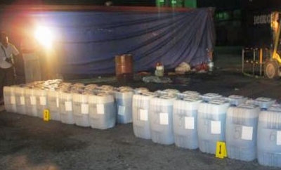 Liquid cocaine recovered in Progreso