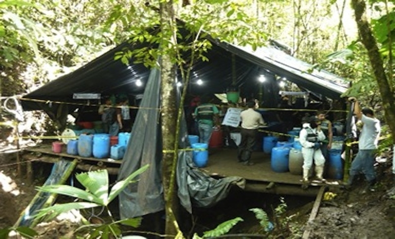 A cocaine lab discovered in Ecuador in 2010