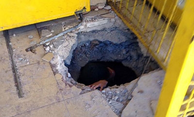 The tunnel discovered by authorities