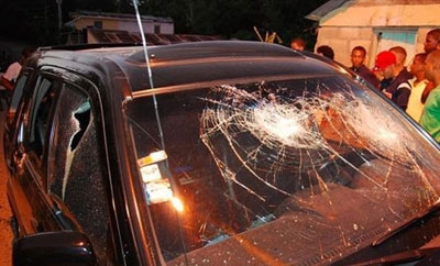 Journalist Pedro Fernandez's car after the attack
