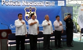 Salvadoran officials during the deployment ceremony