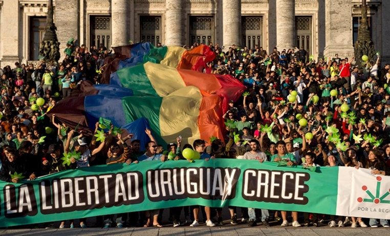 A rally supporting Uruguay's marijuana legislation