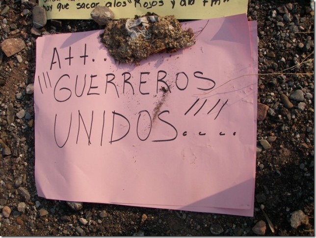 A message signed in the name of the Guerreros Unidos