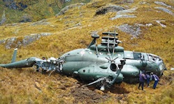 A helicopter shot down in 2009 in the VRAEM