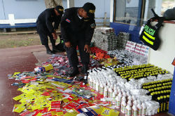 Costa Rican authorities with seized contraband