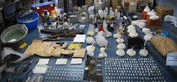 Items seized from a cocaine lab in Argentina