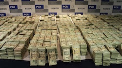 Cash seized by Mexican authorities