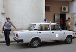 A Cuban police officer on duty