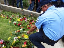 A commemorative event for slain Nicaraguan police