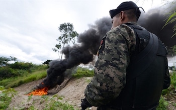 Seized cocaine is incinerated in Honduras