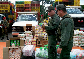 Venezuelan authorities with seized contraband