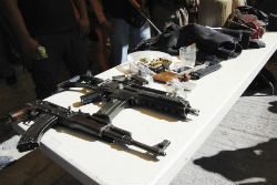 Confiscated weapons in Michoacan, Mexico