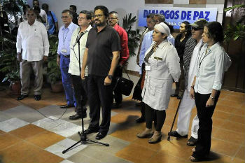 The FARC delegation at peace negotiations in Havana, Cuba