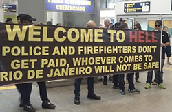 Police protest at Rio's airport. c/o IMGUR