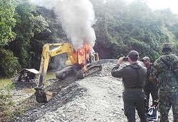 Security operation against illegal mining in Colombia