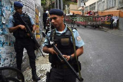 Police patrolling the streets of Rio de Janeiro