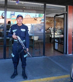 A hired security guard in Guatemala