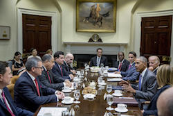 Costa Rican and US delegations at the White House