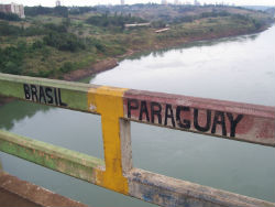 Friendship Bridge border between Paraguay and Brazil