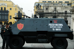 A well armed and armored Peruvian National Police vehicle