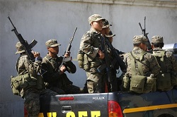 Guatemalan military on a joint patrol with the police