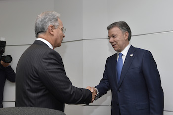 Colombian President Juan Manuel Santos and former President Ãlvaro Uribe