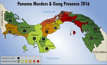 Map of gang presence and homicides in Panama