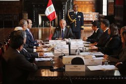 Kuczynski (center) with the newly created Presidential Integrity Commission on October 24
