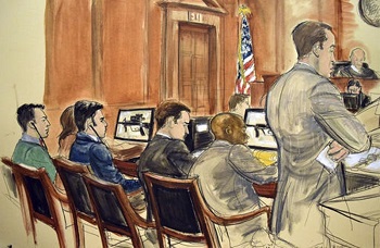 A depiction of the convicted nephews during trial