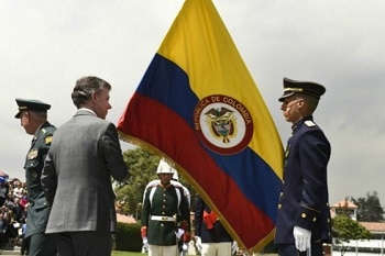 President Juan Manuel Santos at a recent military ceremony