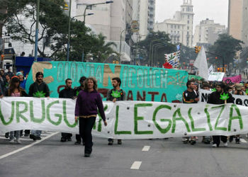 Pro-legalization marchers in Uruguay
