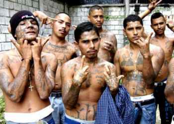 Members of El Salvador's MS13 street gang.