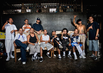 Members of the MS13 street gang in a prison in El Salvador.
