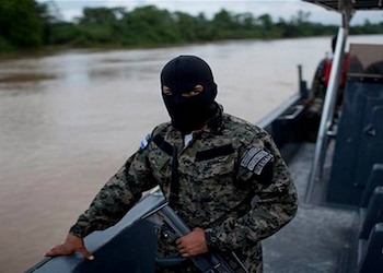 Honduras security forces on patrol near Ahuas