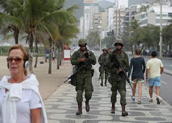 Brazilian troops on patrol in Rio de Janeiro