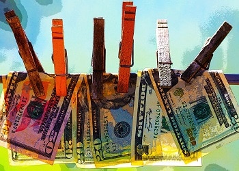 A depiction of drying dollar bills